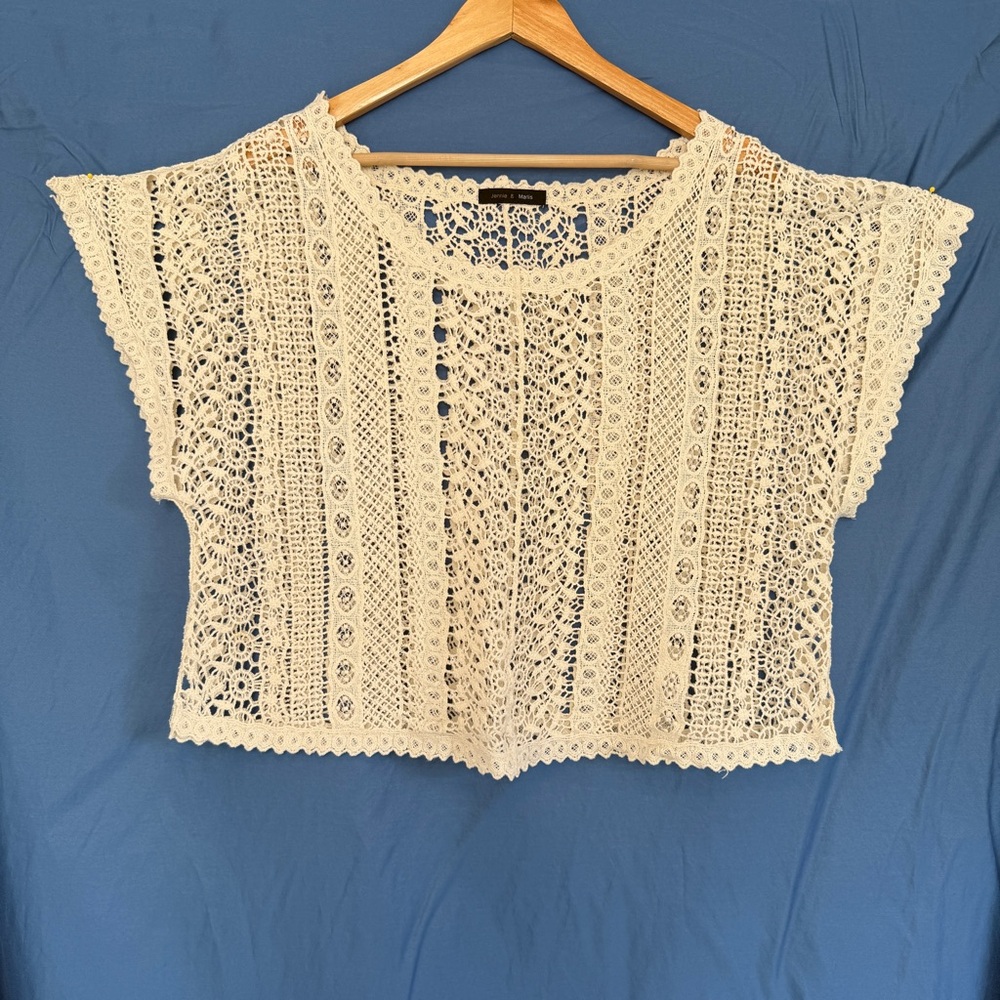 Jennie and Marlis Cream Crocheted Cropped Top